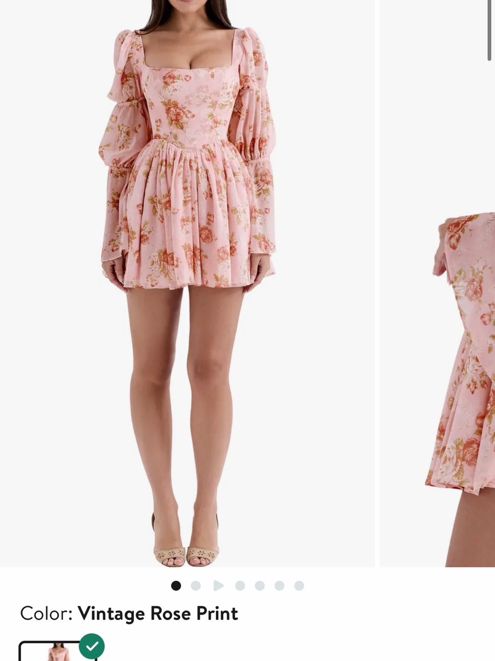 House of CB Sancia Pink Vintage Rose Print Mini Dress